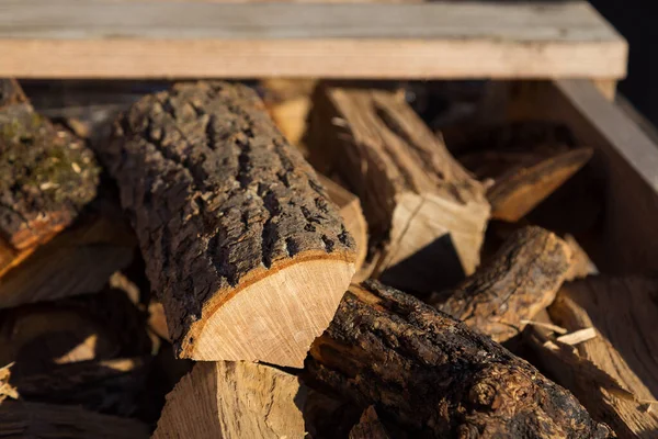 Ved För Uppvärmning Och Matlagning Öppen Eld Bakgrund — Stockfoto