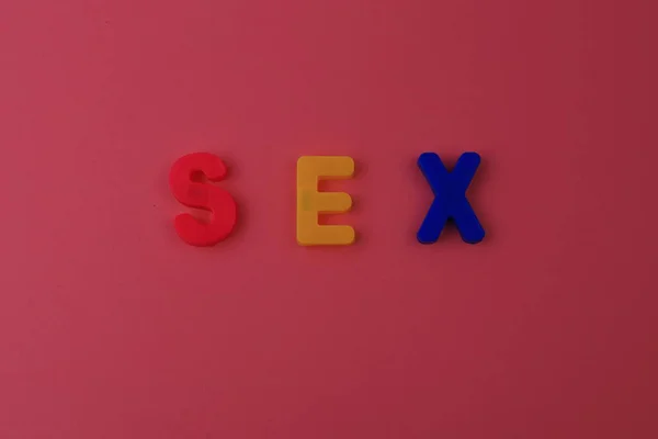 Das Alphabet Geschriebene Wort Oder Der Text Sex Mit Bunten — Stockfoto