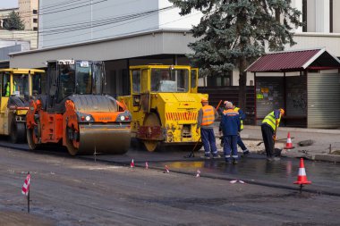 2 Ekim 2020 Balti veya Beltsy Moldova Soyut Resimli Editörlük Yol Tamir Arkaplanı.