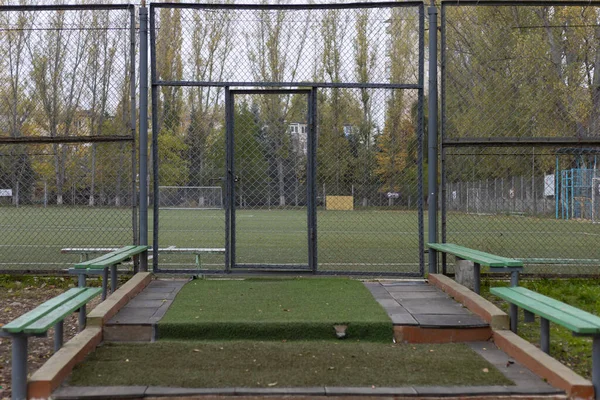 Sportplatz Wegen Covid Pandemie Für Die Öffentlichkeit Gesperrt Hintergrund Der — Stockfoto