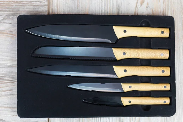 Набір Чорних Ножів Кухні — стокове фото