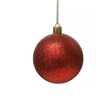 Yılbaşı ağacı süslemek için geleneksel balo ya da beyaz arka planda izole edilmiş bir Noel ağacı.