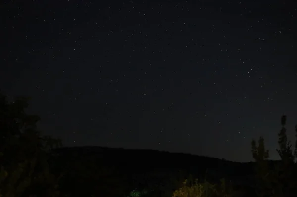 Cielo Stellato Buio Della Notte Agosto Molto Bello Sfondo — Foto Stock