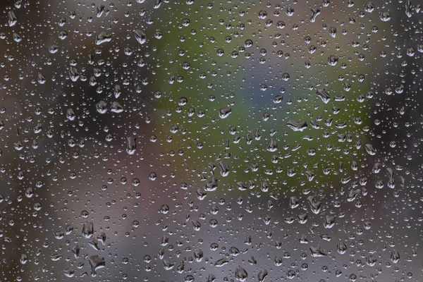 Water Drops Glass Public Transport Stop Bad Cloudy Rainy Weather — Stock Photo, Image