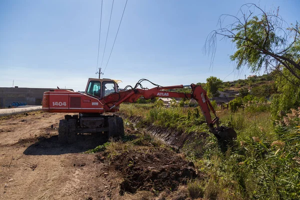 Septembre 2020 Balti Beltsy Moldova Travaille Approfondissement Nettoyage Canal Drainage — Photo