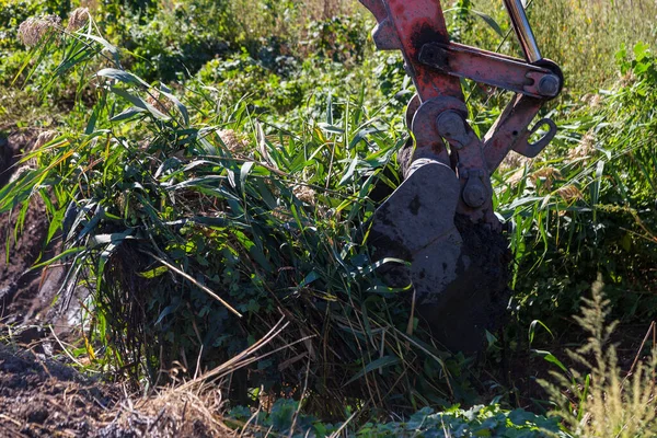 Setembro 2020 Balti Beltsy Moldova Trabalha Aprofundamento Limpeza Canal Drenagem — Fotografia de Stock