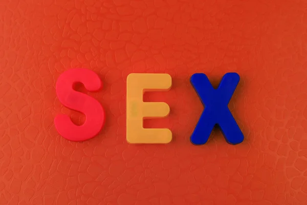 Das Alphabet Geschriebene Wort Oder Der Text Sex Mit Bunten — Stockfoto