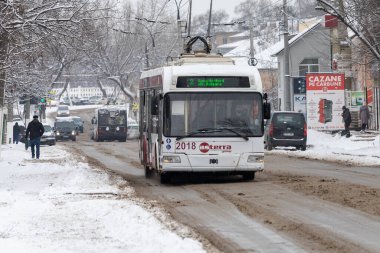 1 Şubat 2021 Balti veya Beltsy, Moldova tramvayları şehrin en çevre dostu taşımacılarıdır. İllüstrasyon Editörü.