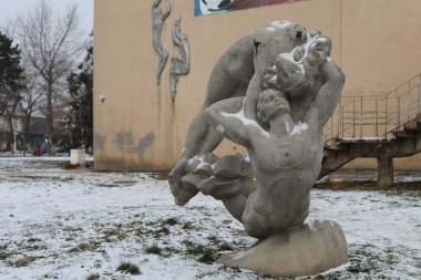 20 Ocak 2021 Balti veya Beltsy, Moldova atletler anıtı. İllüstrasyon Editörü