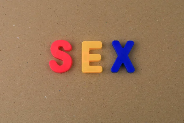 Слово Текст Секс Написанный Алфавите Красочными Буквами Магните — стоковое фото