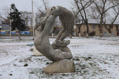 20 Ocak 2021 Balti veya Beltsy, Moldova atletler anıtı. İllüstrasyon Editörü