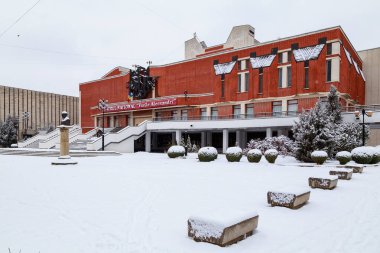 1 Şubat 2021 Balti veya Beltsy, Moldova 'da soğuk kış mevsimi. İllüstrasyon Editörü