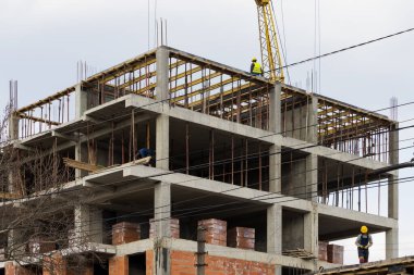 22 Mart 2021, Balti, Moldova Yeni Konut İnşaat Alanı. İllüstrasyon başyazısı. Arkaplan