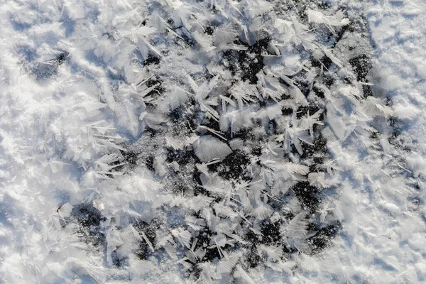 Sehr Schön Strukturierte Riesige Schneeflocken Oder Schneeflocken Auf Dem Echten — Stockfoto