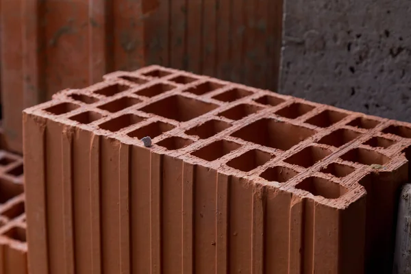 Hollow brick. Warm energy efficient and environmentally friendly natural building material. Background