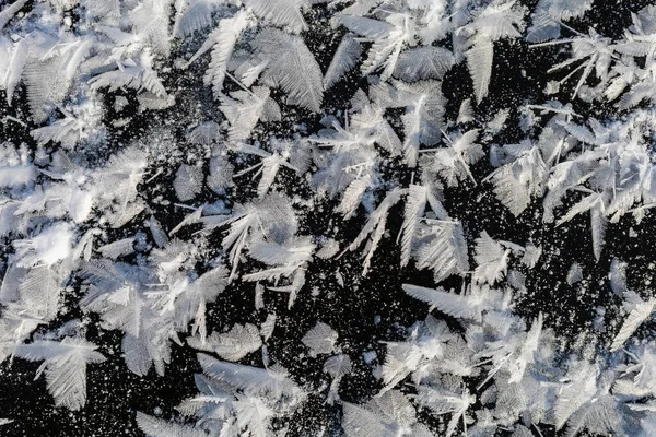 Très Beaux Flocons Neige Texturés Énormes Flocons Neige Sur Vraie — Photo