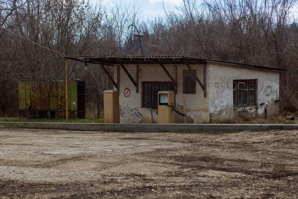 Une Vieille Station Service Analogique Abandonnée Zone Industrielle Zone Production — Photo