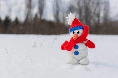 Kardan Adam, gezegenin kuzey yarımküresindeki insanlar arasında kışın ana sembolü. Metin veya yazıtlar için yeri olan arkaplan.