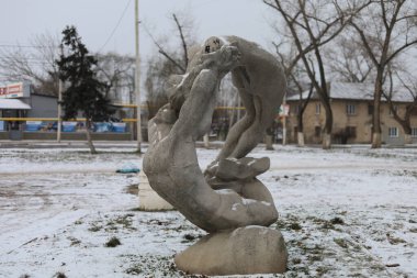 20 Ocak 2021 Balti veya Beltsy, Moldova atletler anıtı. İllüstrasyon Editörü