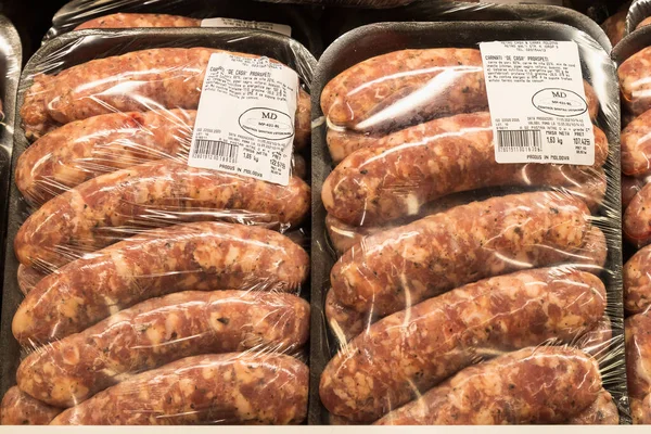 Mayıs 2021 Beltsy Moldova Süpermarketi Piknik Bölümünde Barbekü Sosisleri Llüstrasyon — Stok fotoğraf