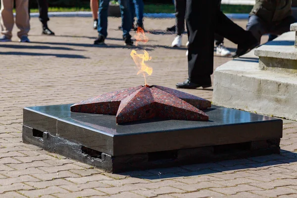 Monumento Soldado Desconocido Con Una Llama Eterna Desfile Victoria Memoria — Foto de Stock