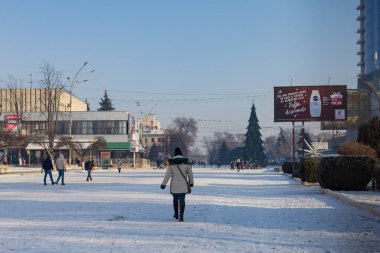 19 Ocak 2021 Balti veya Beltsy, Moldova 'nın soğuk kışı. İllüstrasyon Editörü