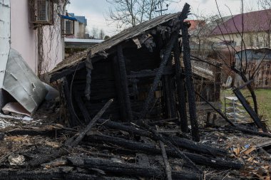 Yangının sonuçları. Metin veya yazıtlar için kopyalama alanı olan arkaplan.