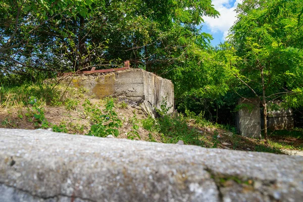 The territory of an abandoned secret military bunker. Creepy place, post-apocalyptic background