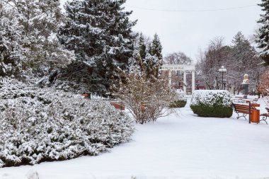 1 Şubat 2021, Balti veya Beltsy Moldova. Winter City Parkı. İllüstrasyon Editörü