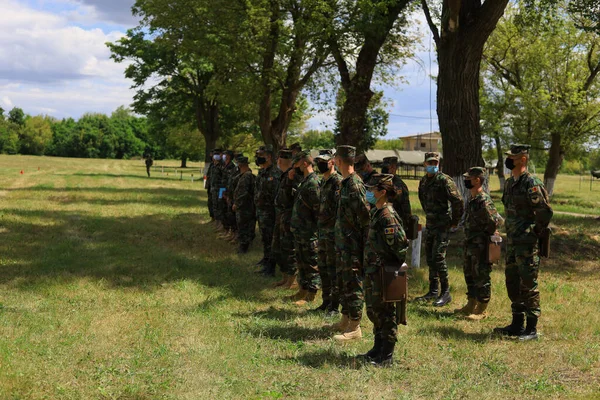 Soldats Armée Nationale Exercices Militaires Démonstration Juillet 2020 Balti Moldova — Photo