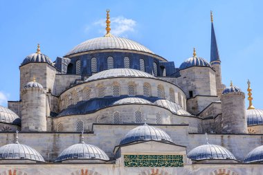 Iconic architecture of the blue mosque in istanbul against a clear blue sky. August 12, 2025 Istanbul Turkey.