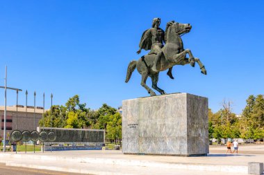 Büyük İskender anıtı. Uzayı kopyala. 8 Ağustos 2024 Selanik Yunanistan