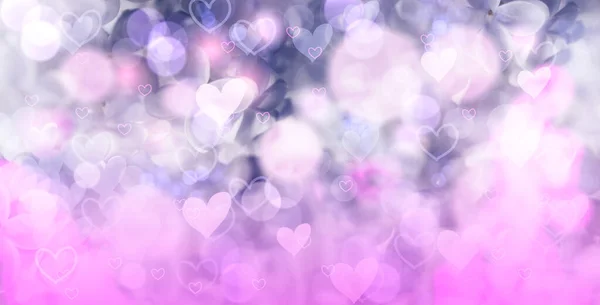 Fondo San Valentín Con Corazones Bokeh Fondo Abstracto Rosa Azul — Foto de Stock