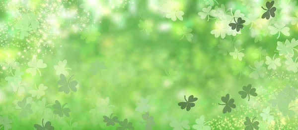 세인트 패트릭의 날 풍경 배경. Abstract green background with clover. — 스톡 사진