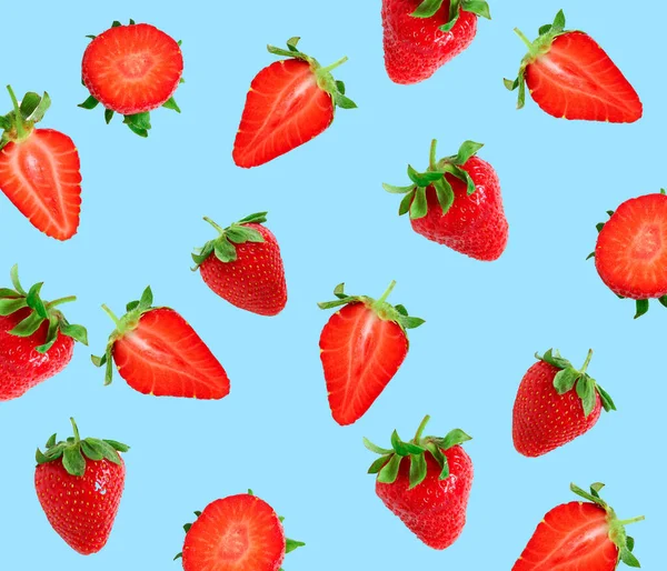 Strawberries Pink Background Strawberry Slices — Stock Photo, Image