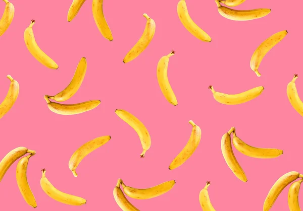 Rijp Bananen Een Roze Achtergrond Ontwikkeling Van Bananen — Stockfoto