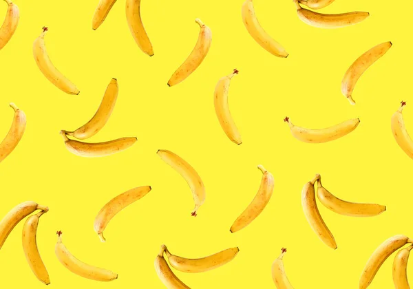 Ripe Bananas Yellow Background Bananas Pattern — Stock Photo, Image