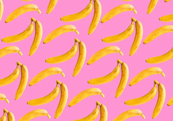Ripe Bananas Pink Background Bananas Pattern — Stock Photo, Image
