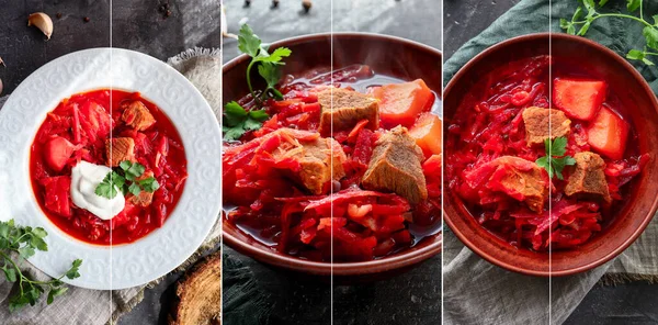 콜라주 야채를 곁들인 토마토 우크라이나어와 러시아어 — 스톡 사진