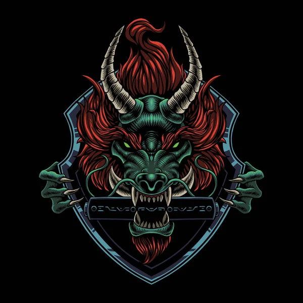 Dragon Head Mascot Logo Designt — Stock Vector