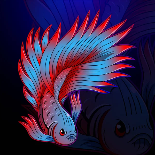 Betta Peixe Esport Mascote Logotipo Design —  Vetores de Stock