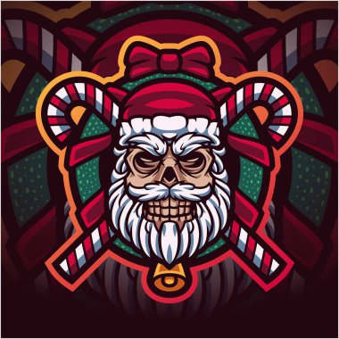 Noel Baba kafası esport maskot logosu