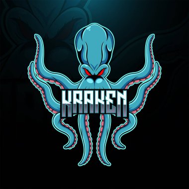Kraken esport mascot logo design clipart