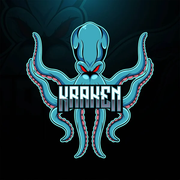 Kraken Esport Maskot Logotyp Design — Stock vektor