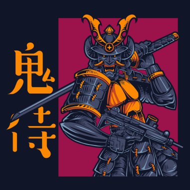Oni samuray maskot logosu tasarımı