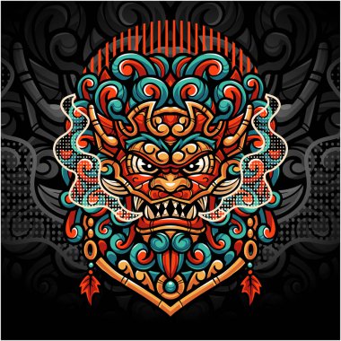 Foo dog esport maskot logosu.