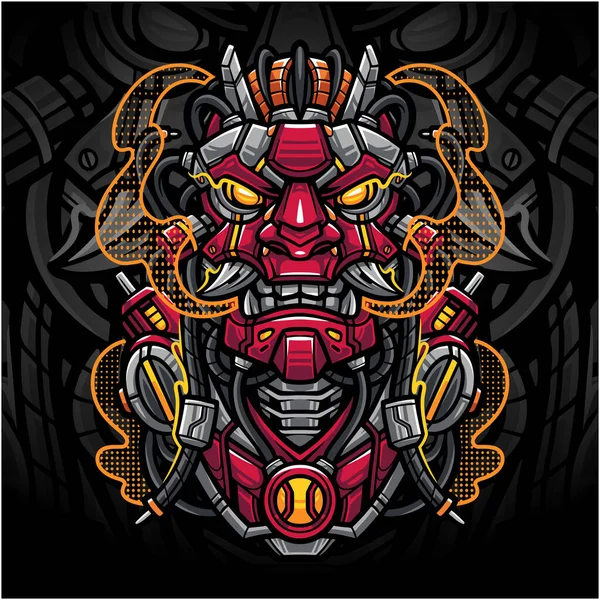 Oni Mecha Esport Logo Maskotki — Wektor stockowy