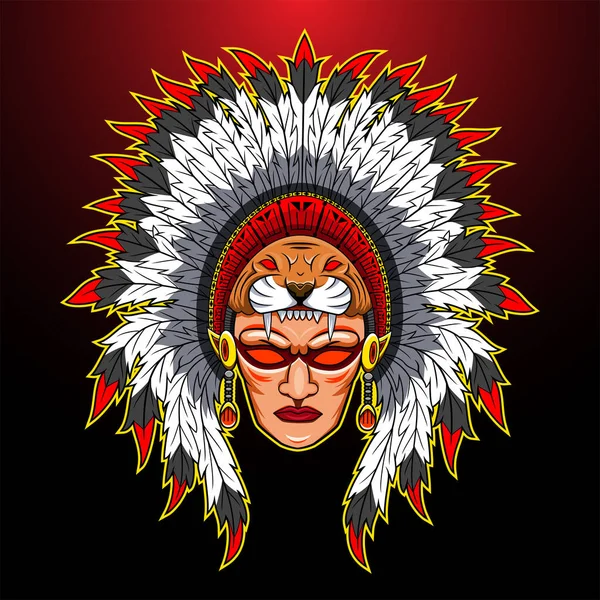 Stammesoberhaupt Maskottchen Logo — Stockvektor