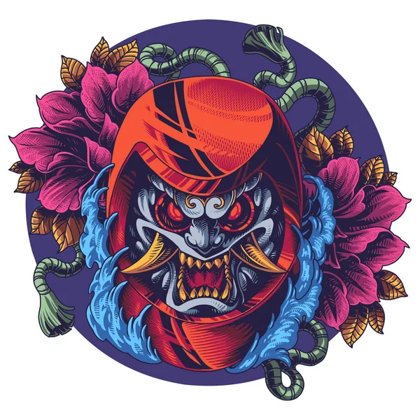 Diseño Del Logo Mascota Oni Daruna — Archivo Imágenes Vectoriales