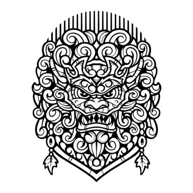 Foo dog vintage maskot logosu.